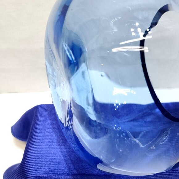 Tiffin Optic Copen Blue Art Glass Bowl Handcrafted Elegant Collectible Vintage - Picture 7 of 10